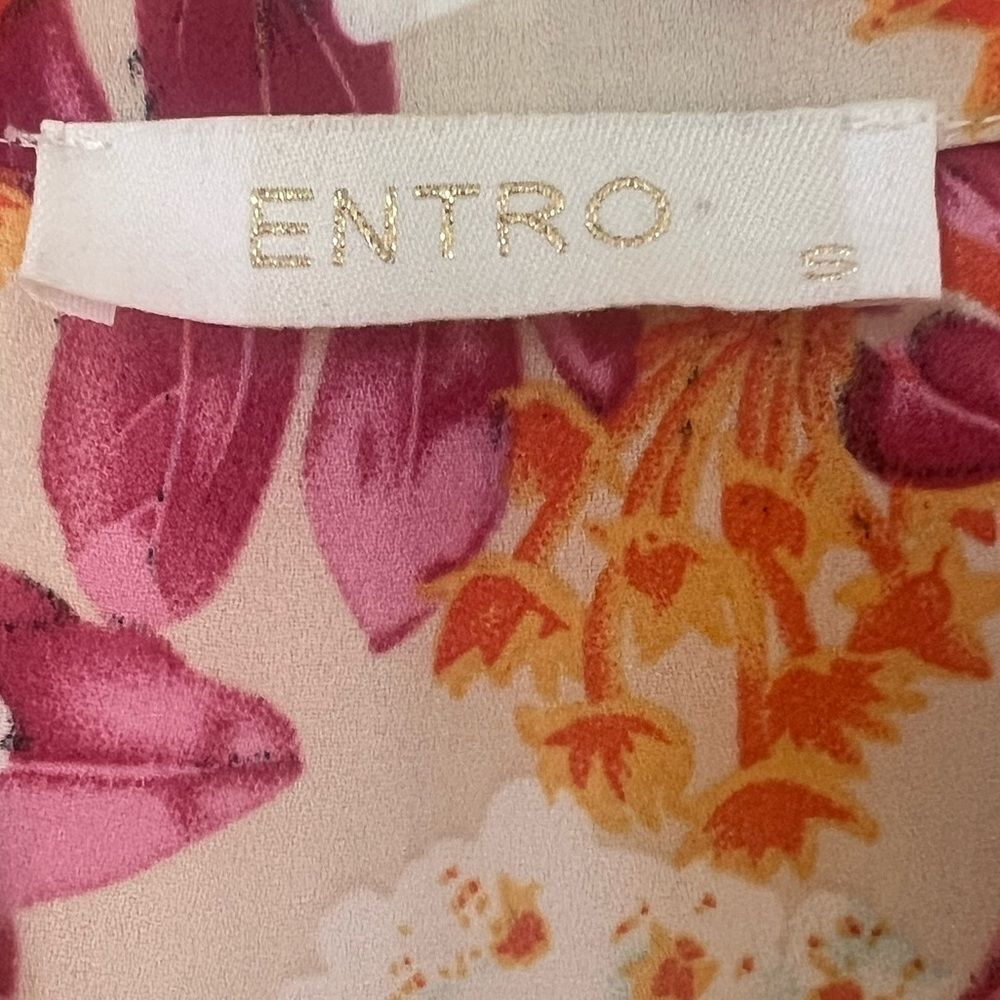 Entro In Bloom Taupe Floral Babydoll Dress sz S - Picture 9 of 9